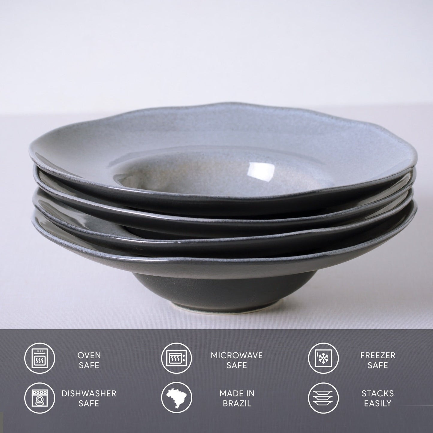Porto Brasil DUST DEEP RIM PLATE STONEWARE dia. 11.02x2.56" SKU: '12014115801