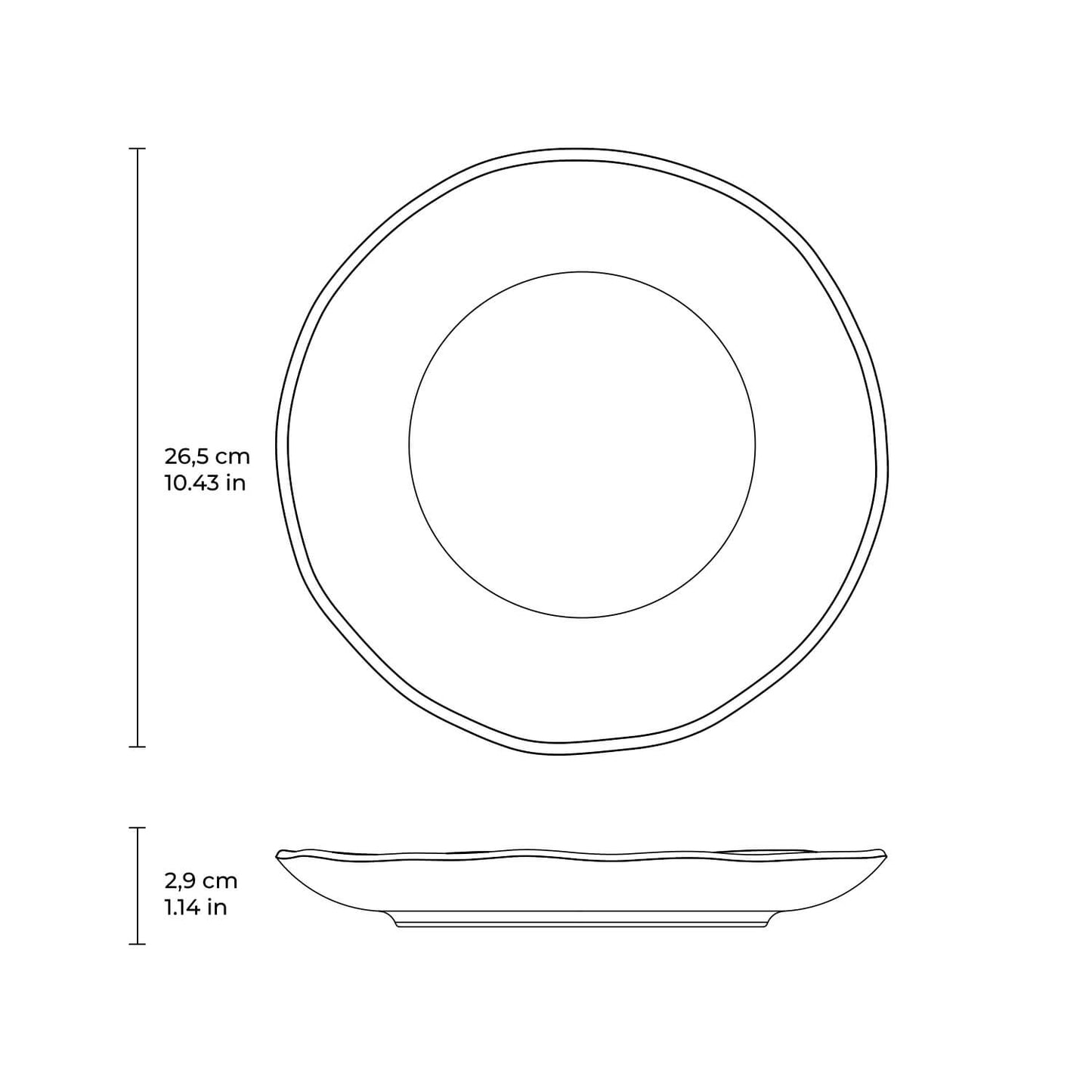Porto Brasil DIJON DINNER PLATE ORGANIC STONEWARE dia. 10.43" SKU: '1214105801