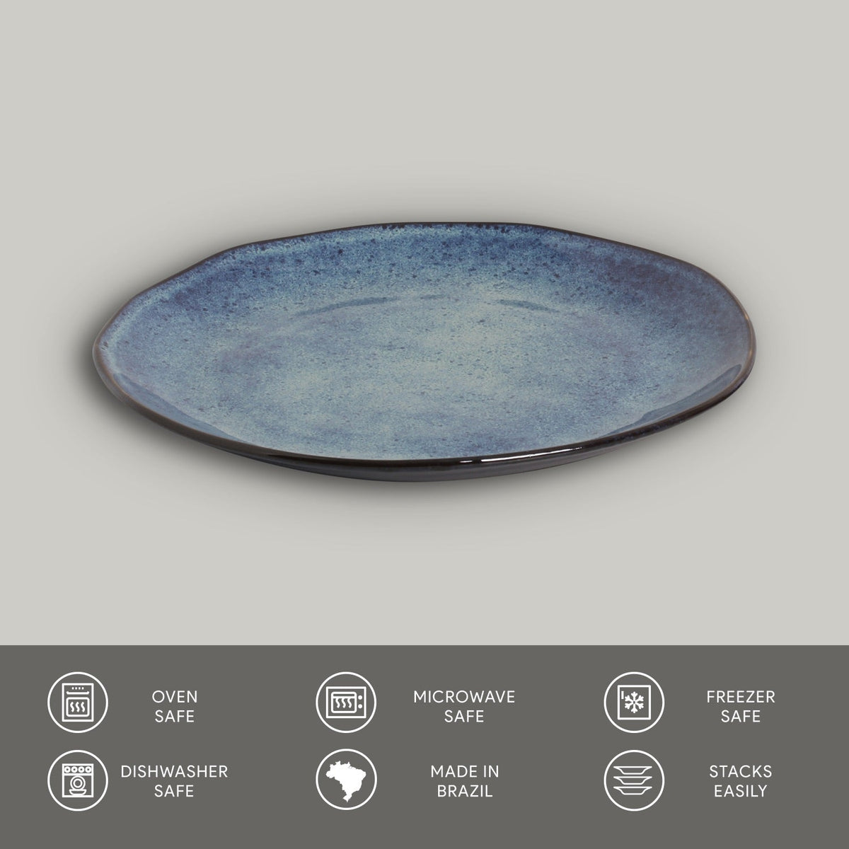 Porto Brasil DENIM DINNER PLATE ORGANIC STONEWARE dia. 10.43" SKU: '1214113001