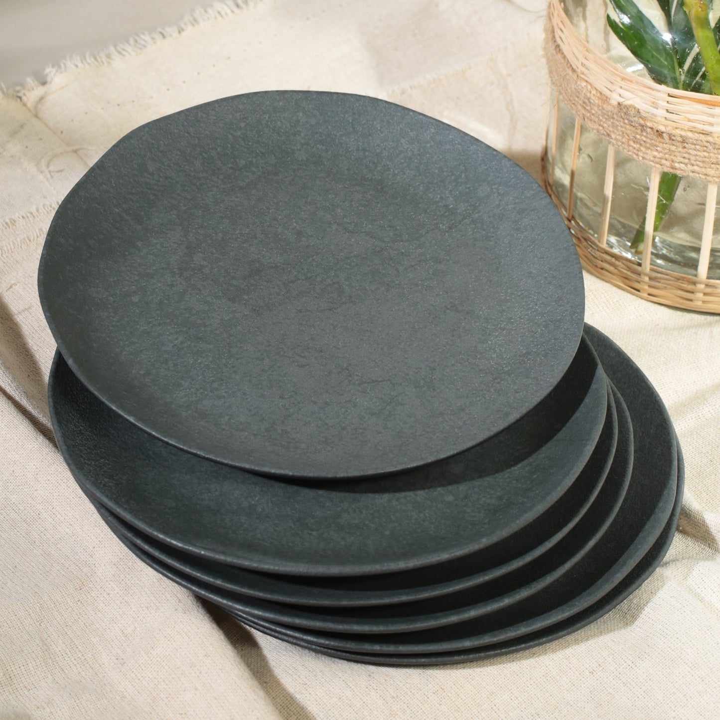 Porto Brasil CHROMIUM DINNER PLATE ORGANIC STONEWARE dia. 10.43" SKU: '121474601