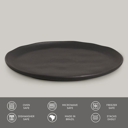 Porto Brasil MATTE BLACK DINNER PLATE BIO STONEWARE dia. 11.42"  SKU: '123173902