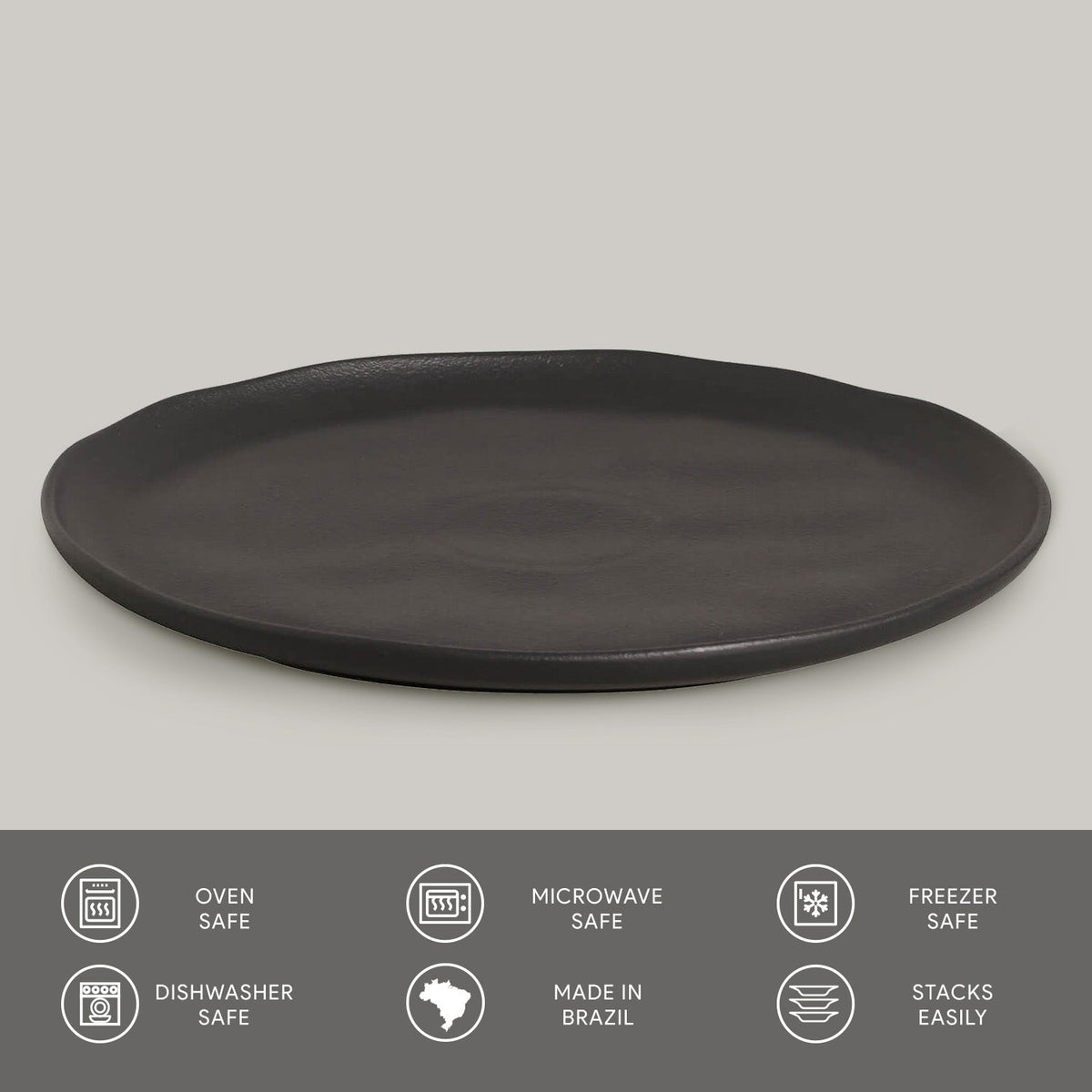 Porto Brasil MATTE BLACK DINNER PLATE BIO STONEWARE dia. 11.42" SKU: '123173902