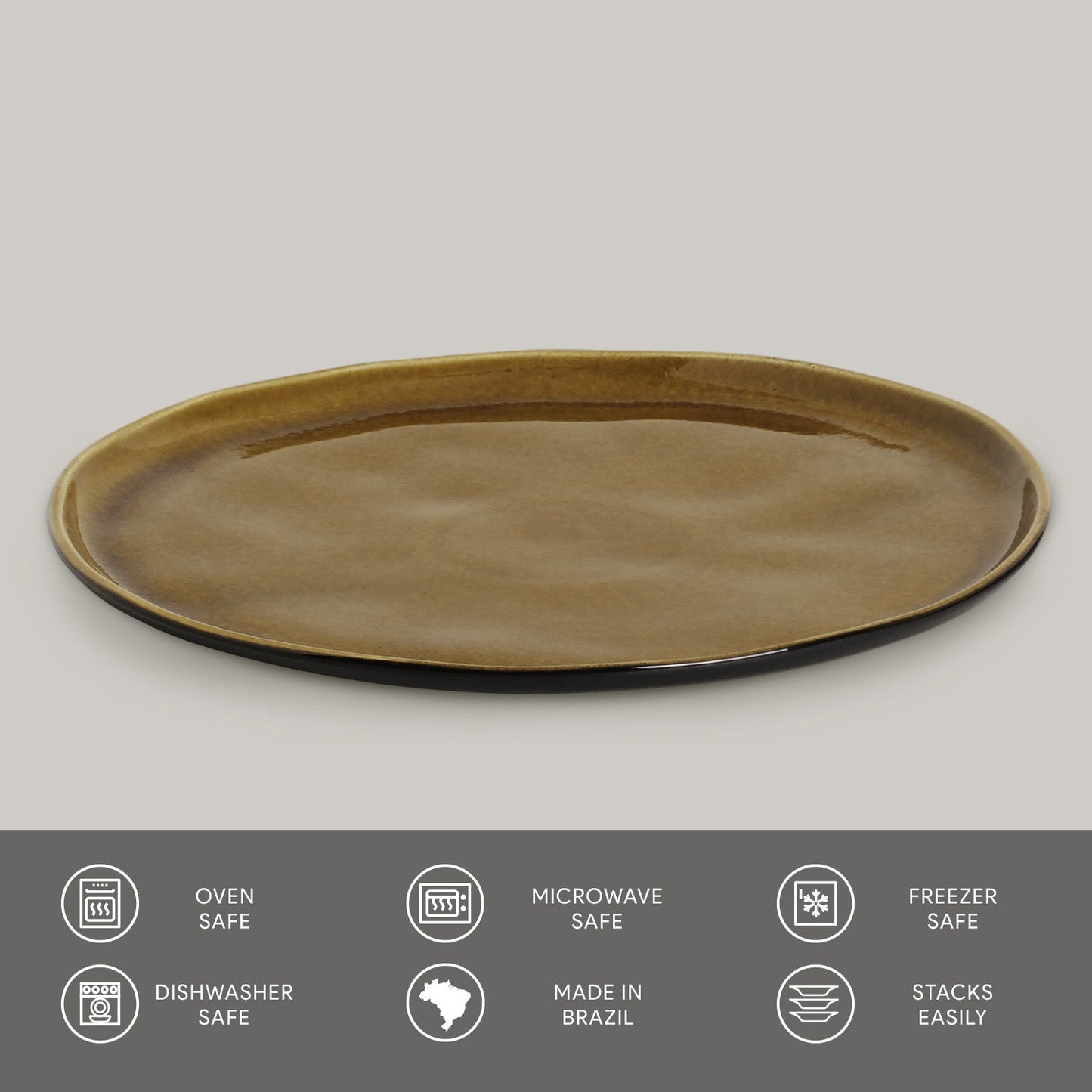 Porto Brasil AMBER DINNER PLATE BIO STONEWARE dia. 10.83" SKU: '123177101