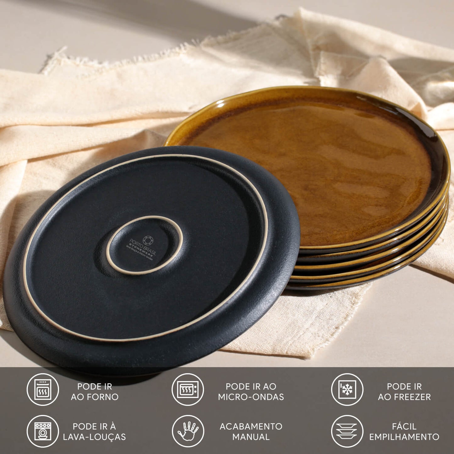 Porto Brasil AMBER DINNER PLATE BIO STONEWARE dia. 10.83" SKU: '123177101