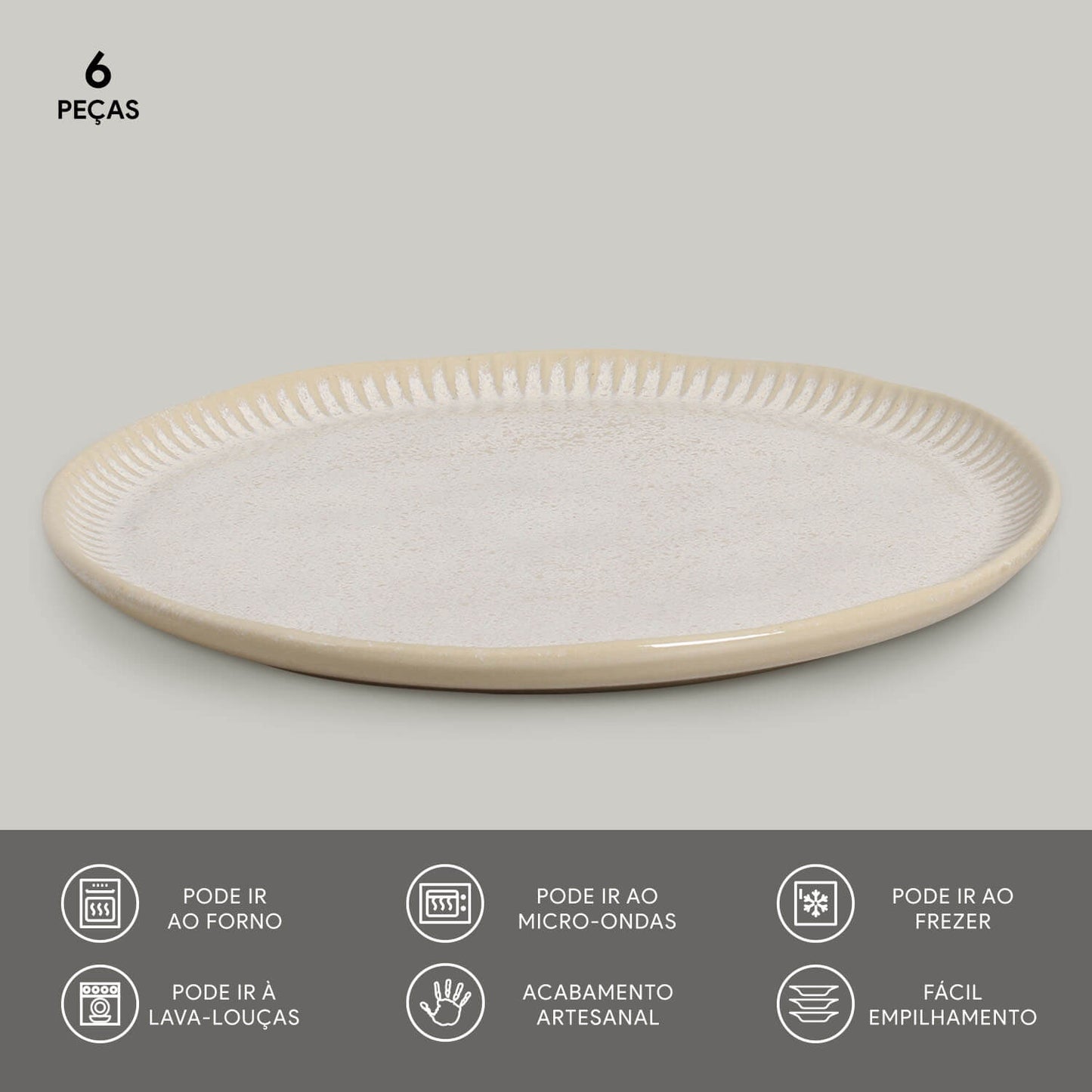 Porto Brasil LATTE LINHAS DINNER PLATE STONEWARE dia. 10.83" SKU: '1261108501