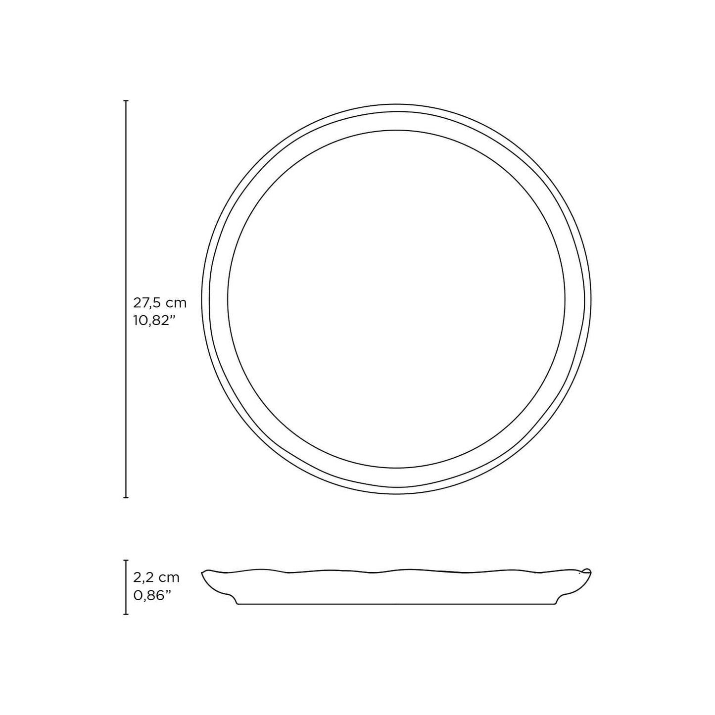 Porto Brasil NEW WHITE LINHAS DINNER PLATE STONEWARE dia. 10.83" SKU: '1261119801