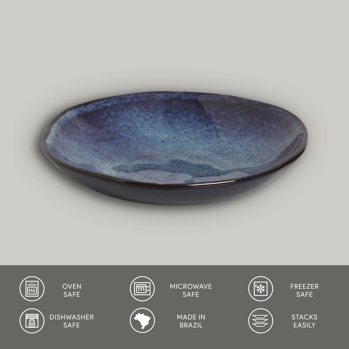 Porto Brasil DENIM SOUP PLATE ORGANIC STONEWARE dia. 8.35" SKU: '1314113001