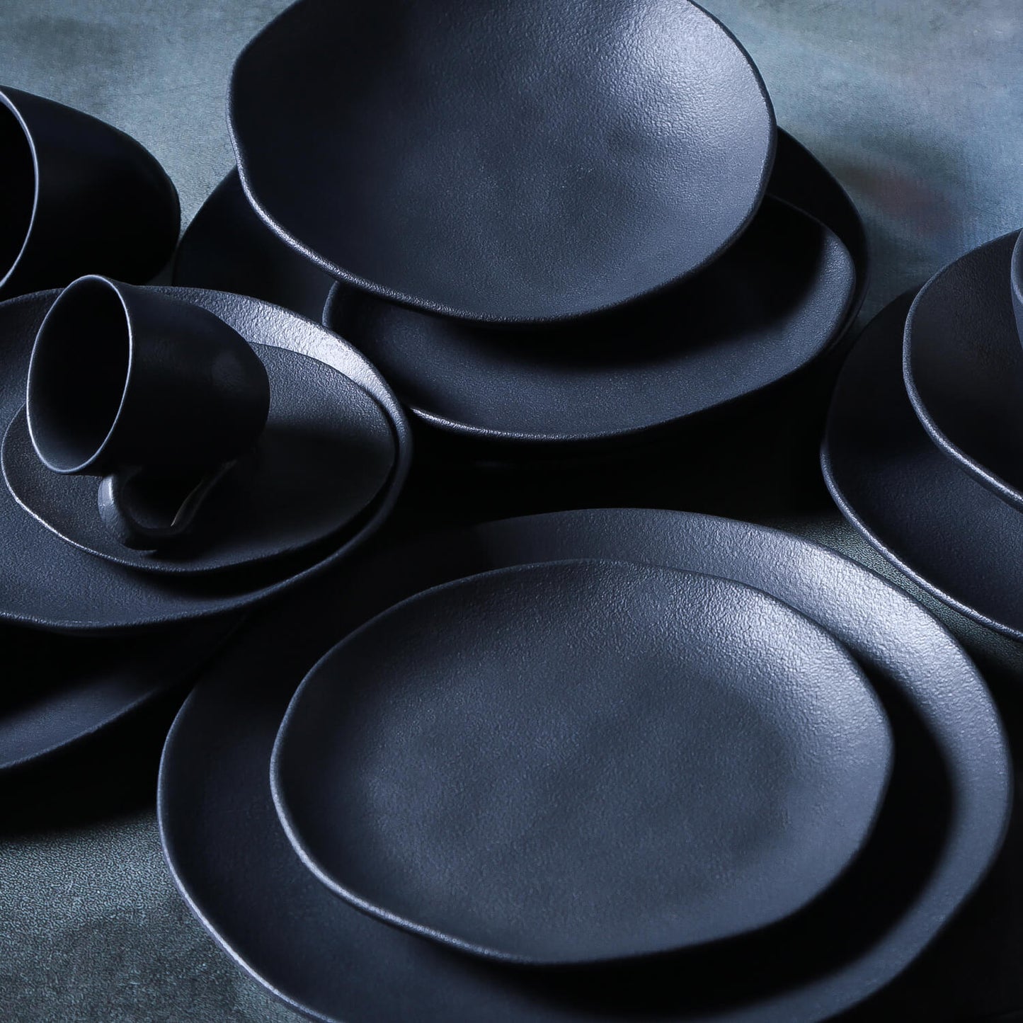 Porto Brasil MATTE BLACK SOUP PLATE ORGANIC STONEWARE dia. 8.35" SKU: '131473901