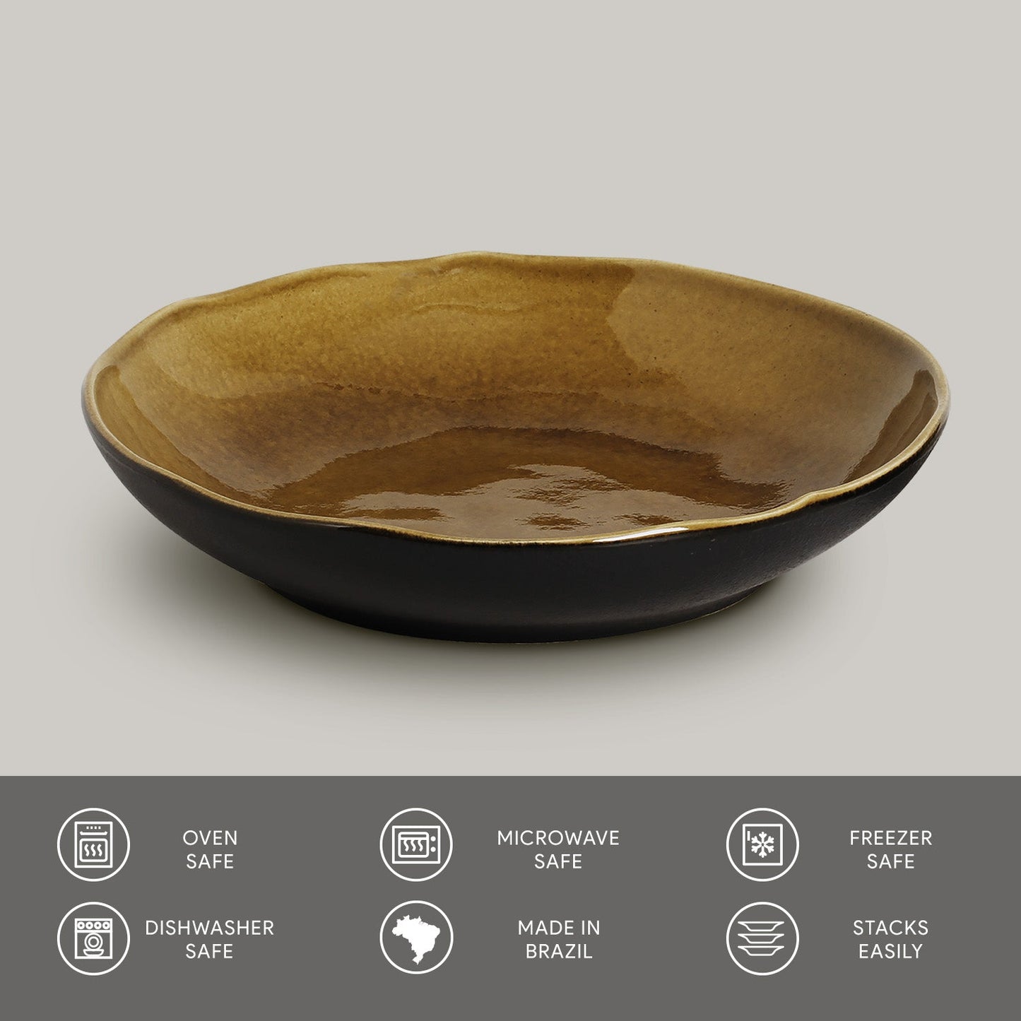 Porto Brasil AMBER SOUP PLATE BIO STONEWARE dia. 8.86" SKU: '133177101