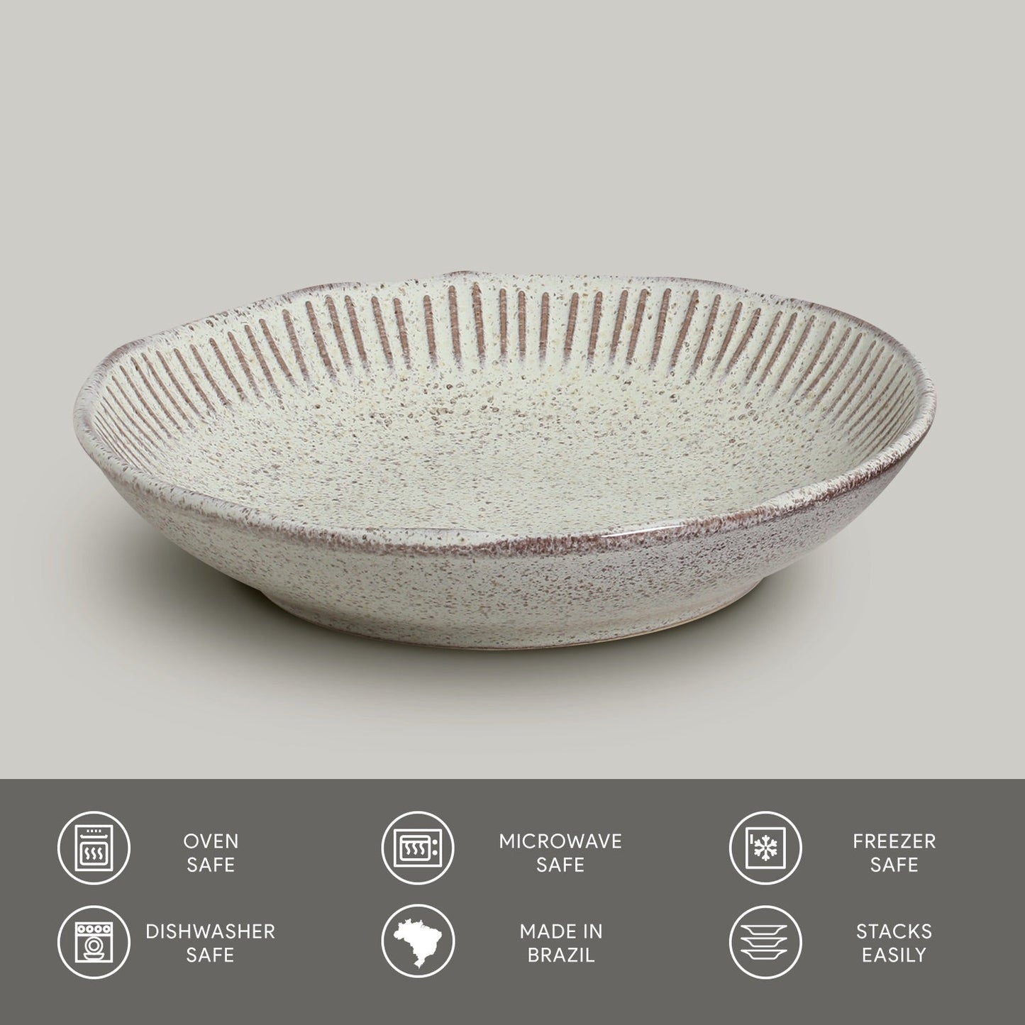 Porto Brasil PISTACHE LINHAS SOUP PLATE STONEWARE dia. 8.86" SKU: '1361108801