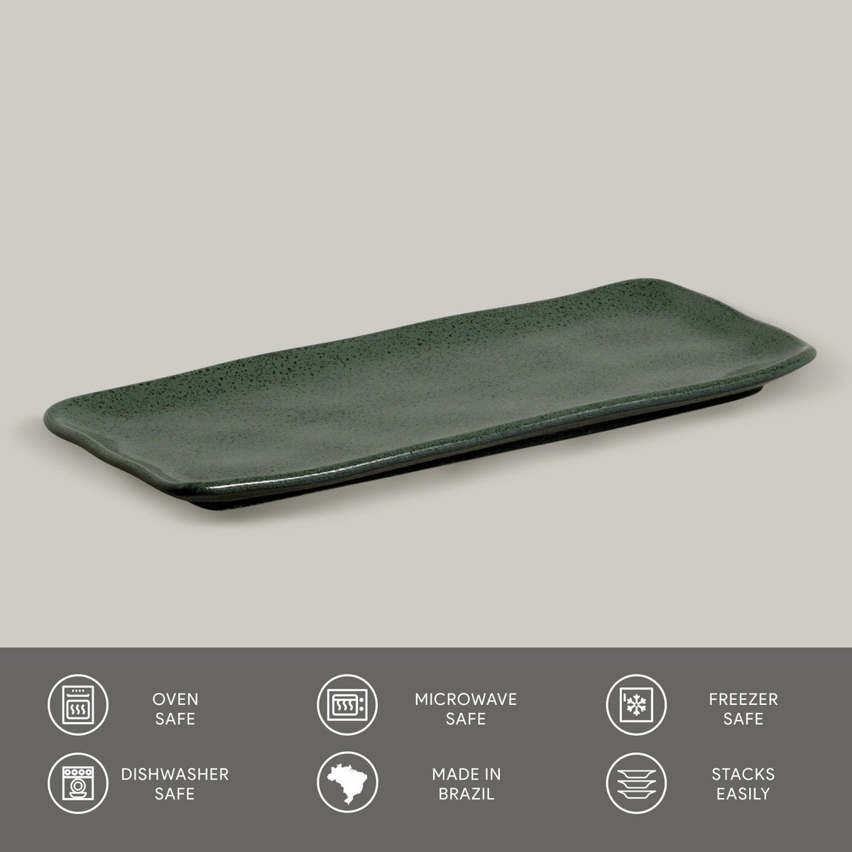Porto Brasil GREENERY RECTANGULAR PR MEDIUM ORGANIC STONEWARE dia. 12.99x5.12" SKU: '14014106501