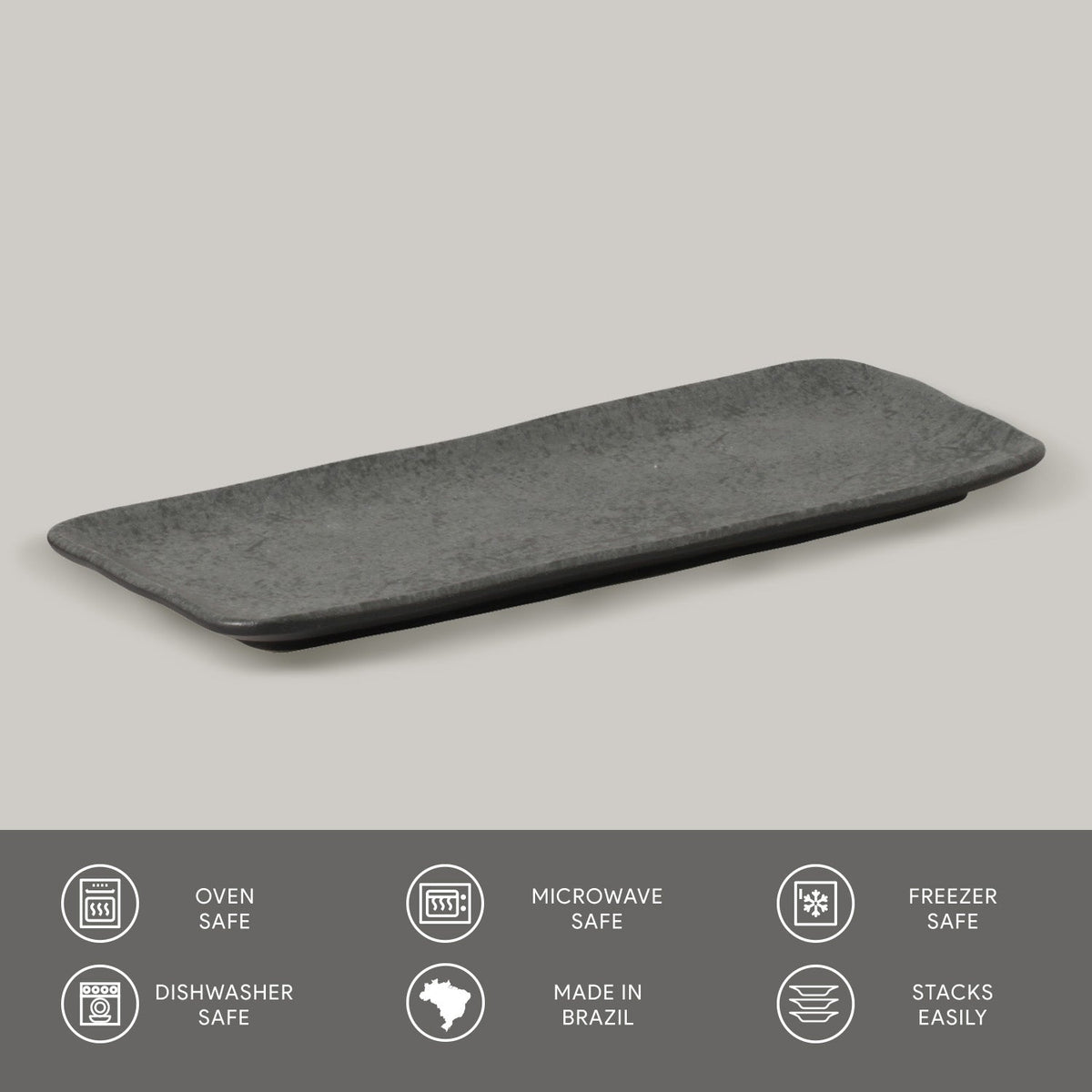 Porto Brasil CHROMIUM RECTANGULAR PR MEDIUM ORGANIC STONEWARE dia. 12.99x5.12" SKU: '14014115901