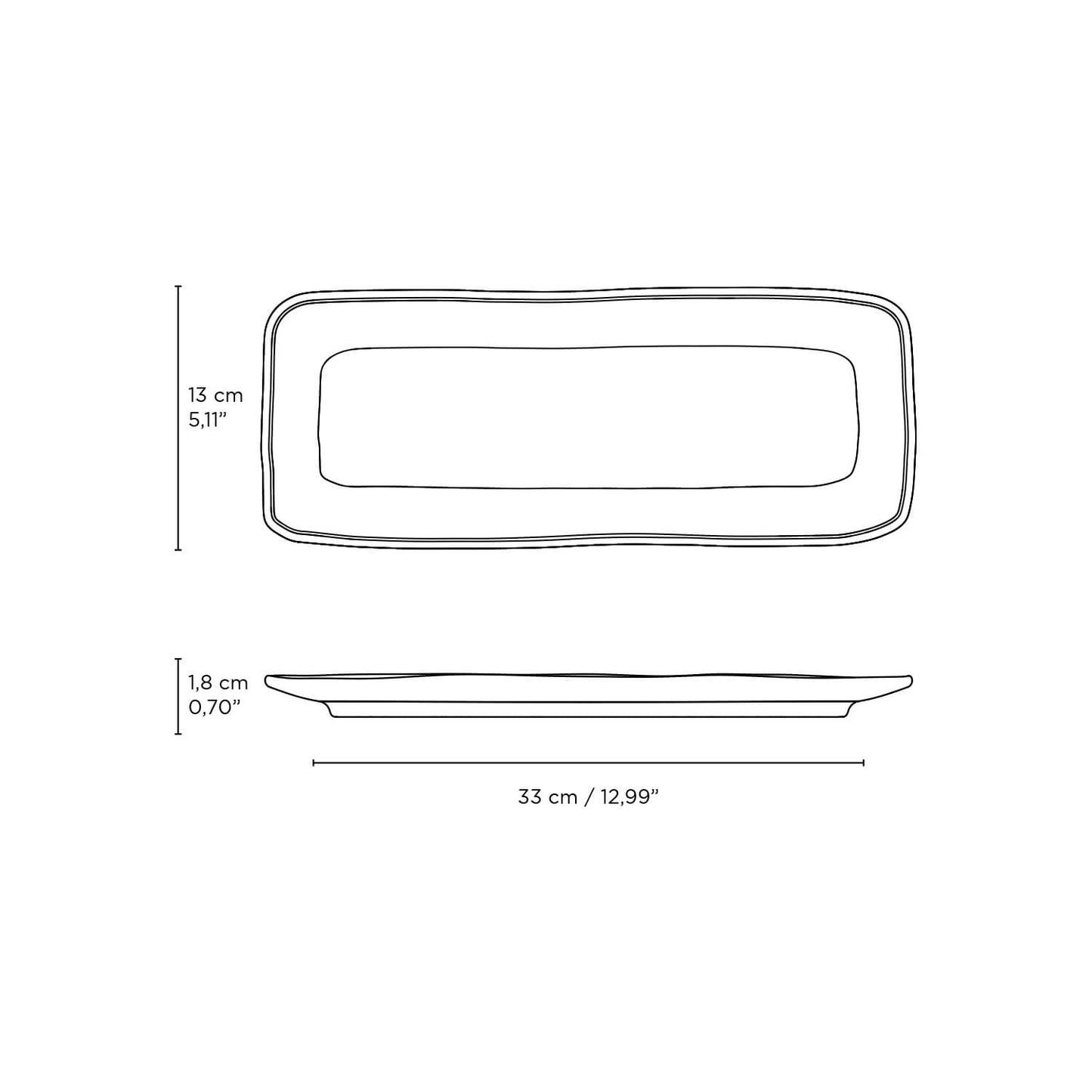 Porto Brasil AMBER RECTANGULAR PR MEDIUM ORGANIC STONEWARE dia. 12.99x5.12" SKU: '1401477101