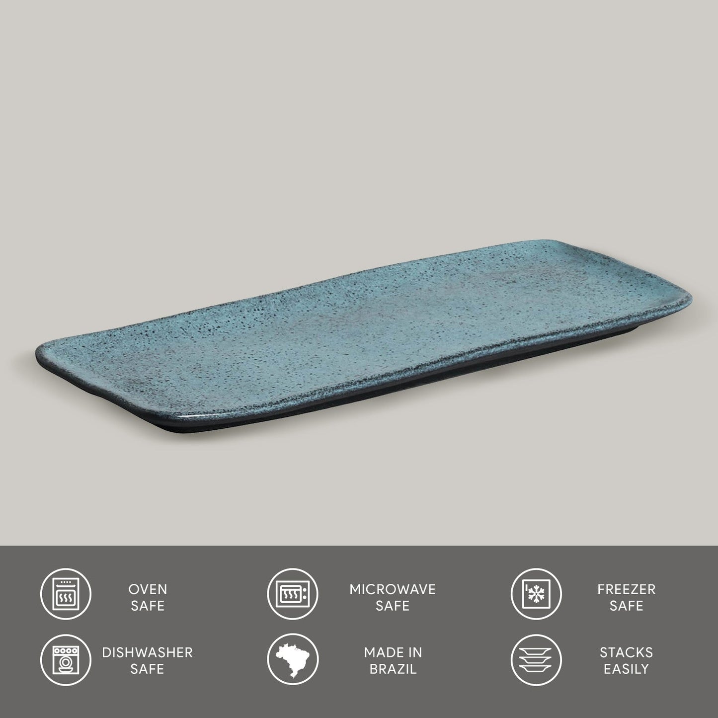 Porto Brasil NIGHT SKY RECTANGULAR PR MEDIUM ORGANIC STONEWARE dia. 12.99x5.12" SKU: '1401477201