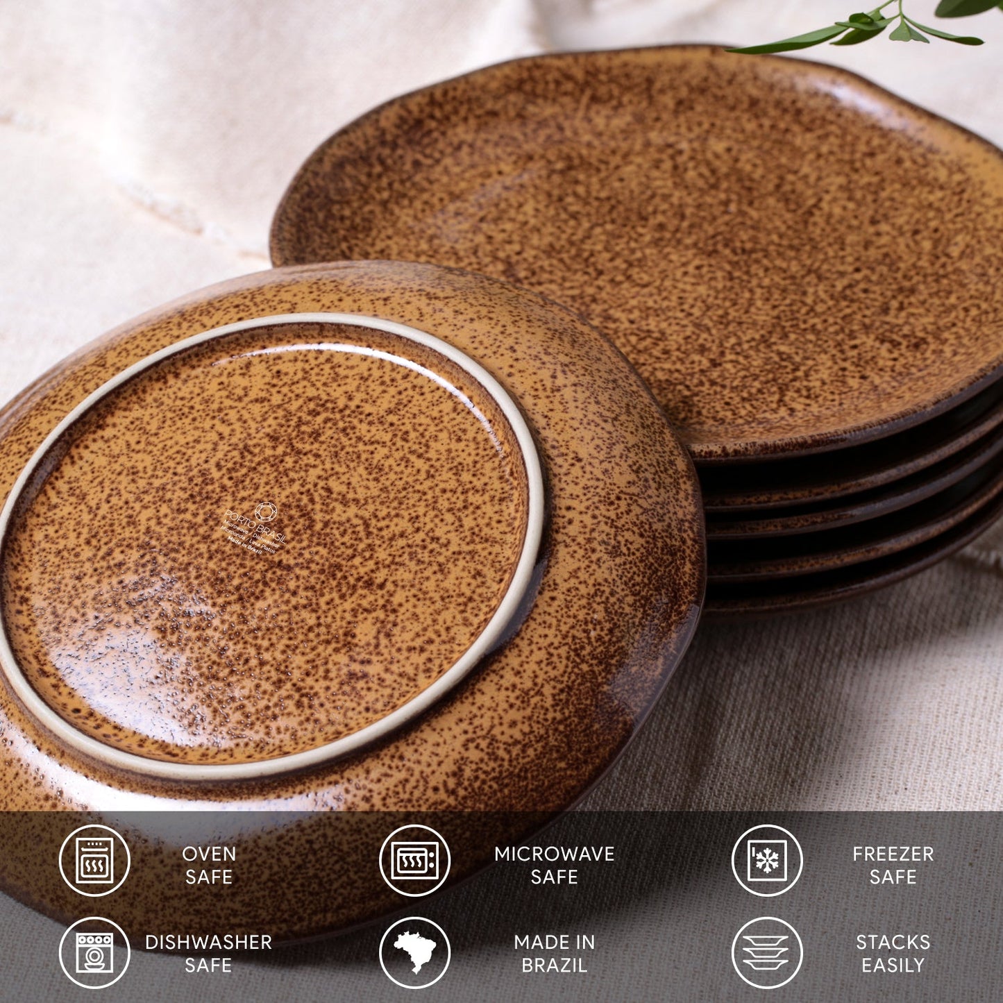 Porto Brasil DIJON DESSERT PLATE ORGANIC STONEWARE dia. 7.68" SKU: '1414105801