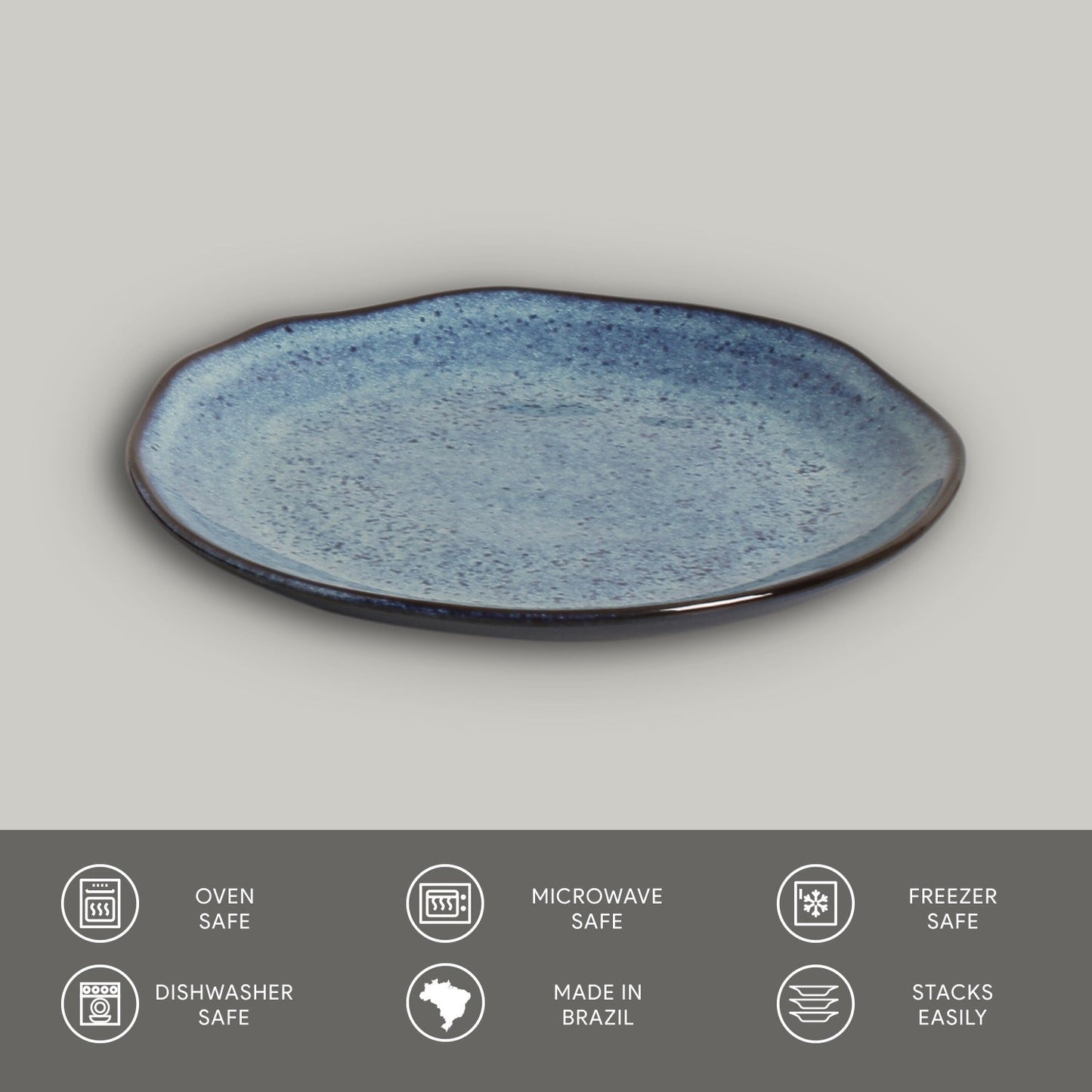 Porto Brasil DENIM DESSERT PLATE ORGANIC STONEWARE dia. 7.68" SKU: '1414113001