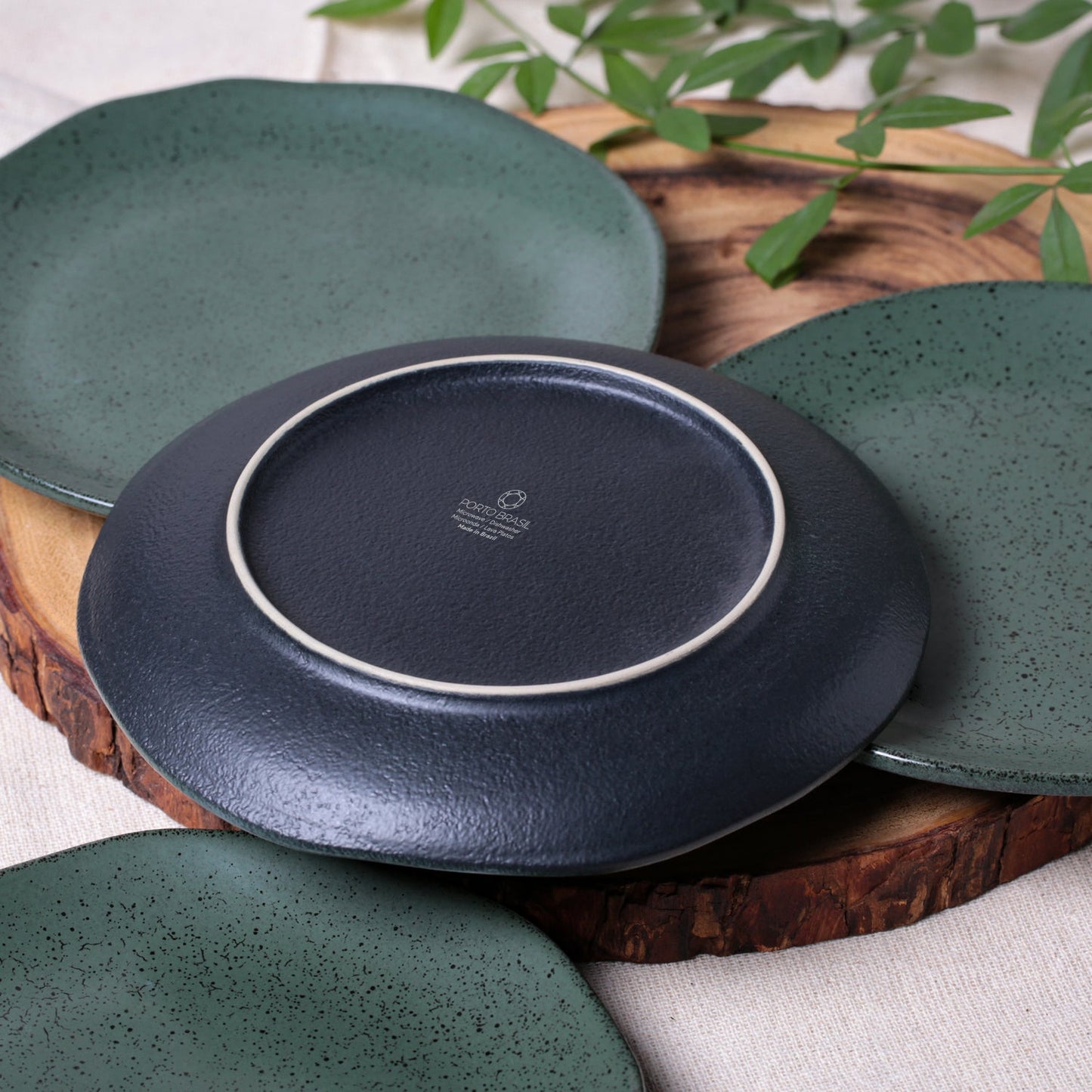 Porto Brasil GREENERY DESSERT PLATE ORGANIC STONEWARE dia. 7.68" SKU: '141495801