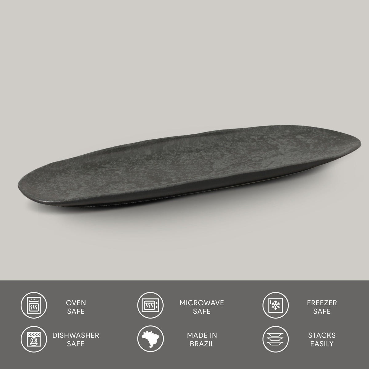 Porto Brasil CHROMIUM SHALLOW OVAL PR LARGE ORGANIC STONEWARE dia. 14.17x5.12" SKU: '14214115901