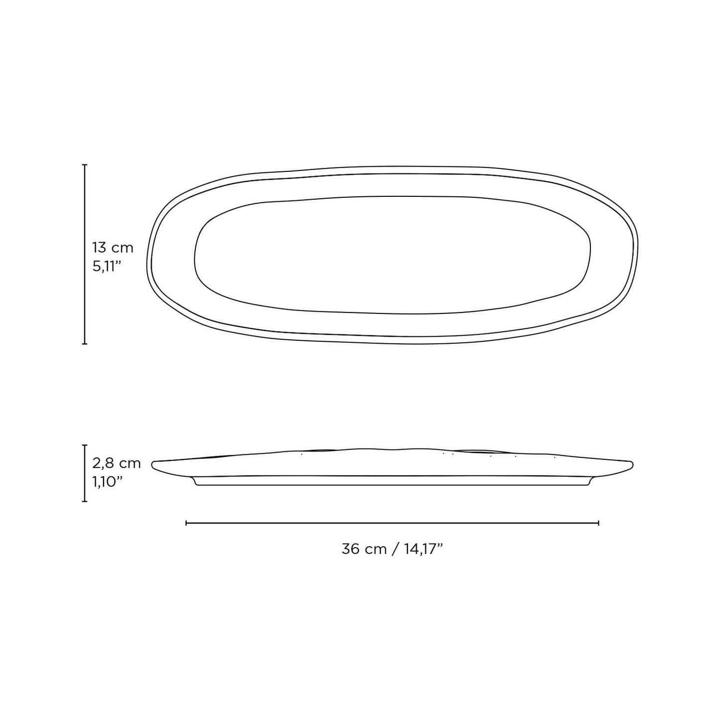 Porto Brasil ELEMENTO SHALLOW OVAL PR LARGE ORGANIC STONEWARE dia. 14.17x5.12" SKU: '1421493101