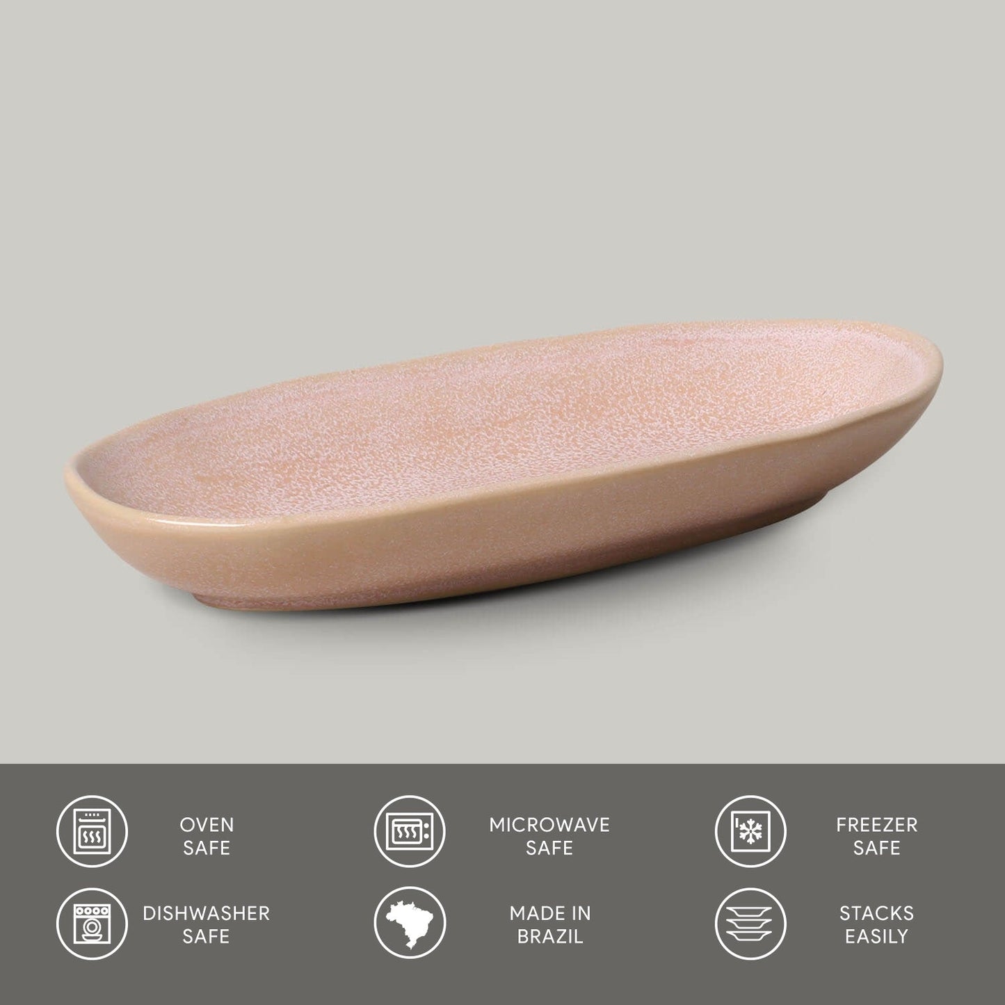 Porto Brasil LITCHI DEEP OVAL PR LARGE ORGANIC STONEWARE dia. 12.6x6.3" SKU: '14414109201