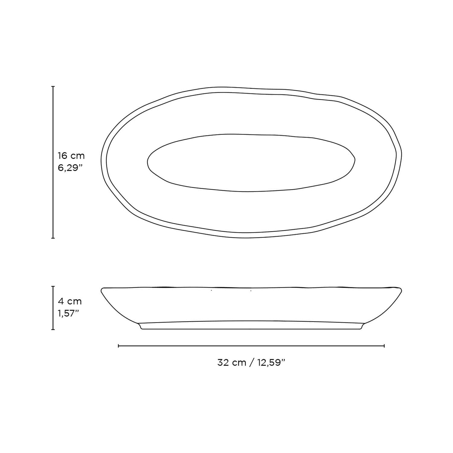 Porto Brasil NEW WHITE DEEP OVAL PR LARGE ORGANIC STONEWARE dia. 12.6x6.3" SKU: '14414119801