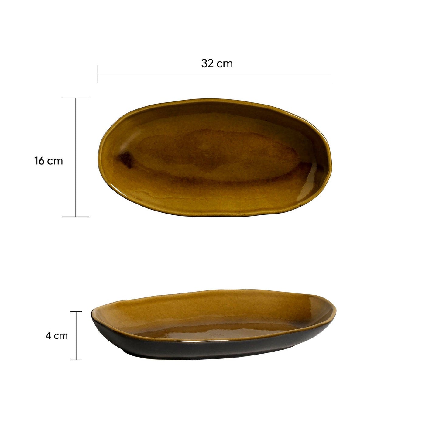 Porto Brasil AMBER DEEP OVAL PR LARGE ORGANIC STONEWARE dia. 12.6x6.3" SKU: '1441477101