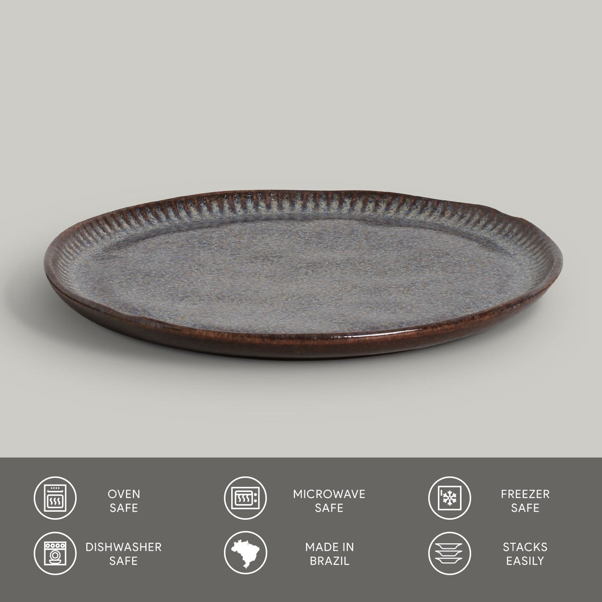 Porto Brasil TITANIUM LINHAS DESSERT PLATE STONEWARE dia. 8.46" ?Š SKU: '1461109401