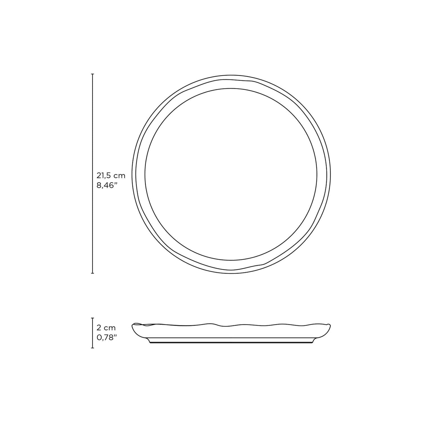 Porto Brasil NEW WHITE LINHAS DESSERT PLATE STONEWARE dia. 8.46" SKU: '1461119801