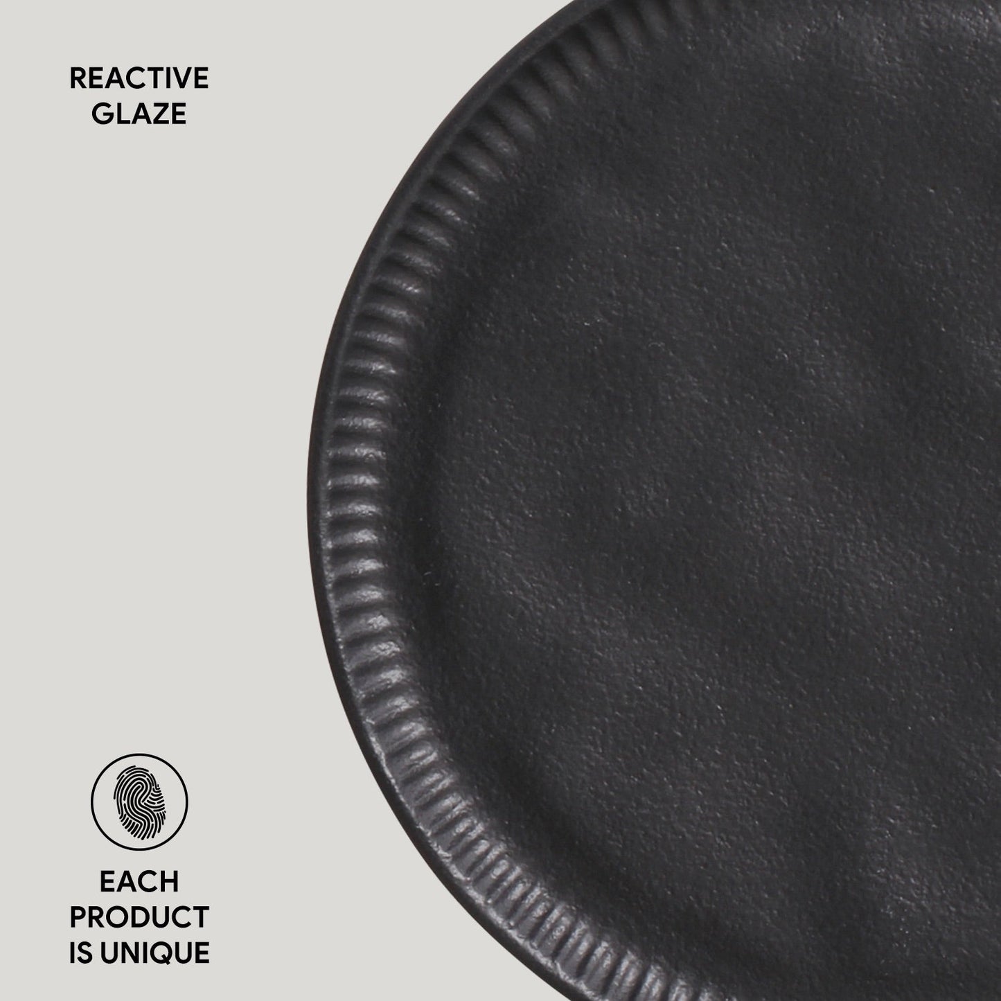 Porto Brasil MATTE BLACK LINHAS DESSERT PLATE STONEWARE dia. 8.46" SKU: '146173901