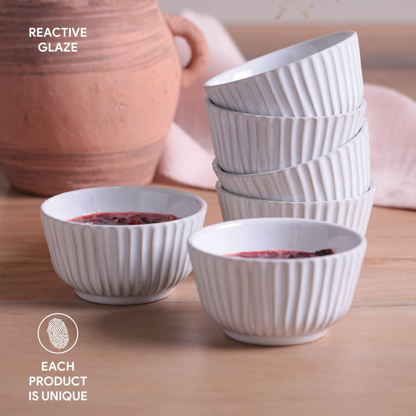Porto Brasil NEW WHITE LINHAS RAMEKIN STONEWARE dia. 3.5x1.97" SKU: '14661119801