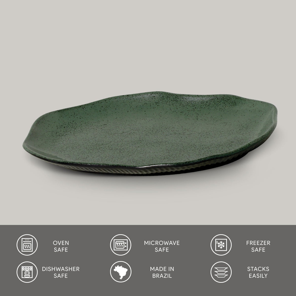 Porto Brasil GREENERY SHALLOW OVAL PR MEDIUM BIO STONEWARE dia. 11.81x7.87" SKU: '14831106501