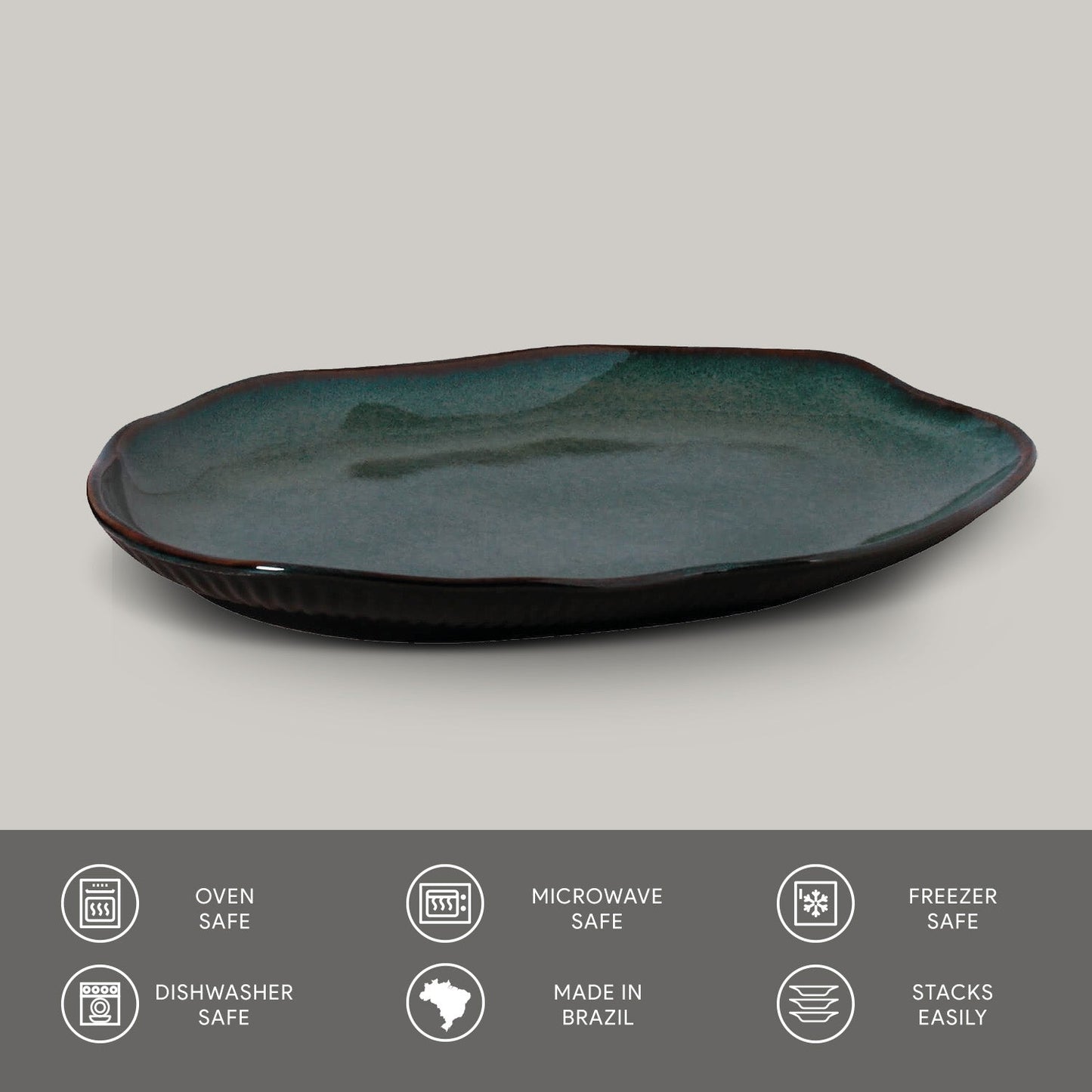 Porto Brasil OCEANO SHALLOW OVAL PR MEDIUM BIO STONEWARE dia. 11.81x7.87" SKU: '14831106701