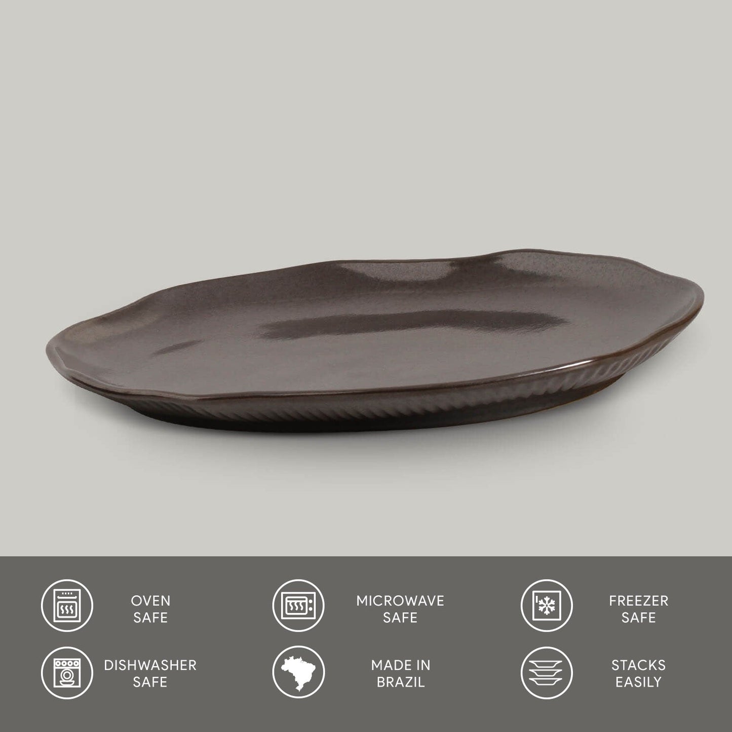 Porto Brasil METALLICA SHALLOW OVAL PR MEDIUM BIO STONEWARE dia. 11.81x7.87" SKU: '14831109301