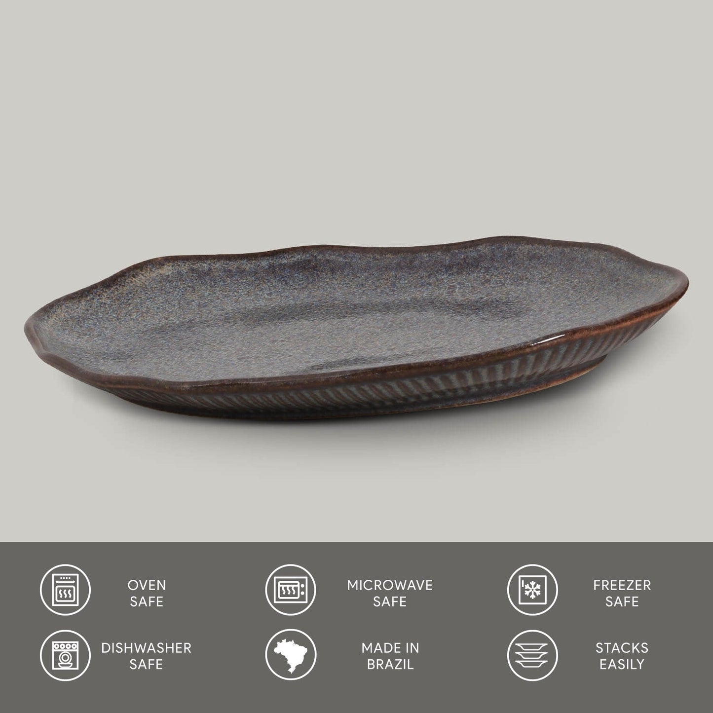 Porto Brasil TITANIUM SHALLOW OVAL PR MEDIUM BIO STONEWARE dia. 11.81x7.87" SKU: '14831109401