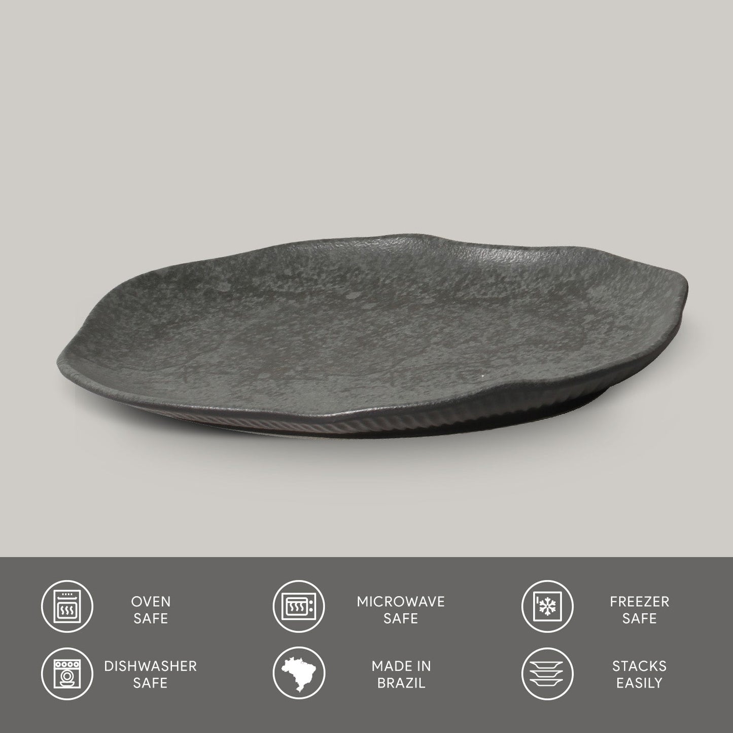 Porto Brasil CHROMIUM SHALLOW OVAL PR MEDIUM BIO STONEWARE dia. 11.81x7.87" SKU: '14831115901