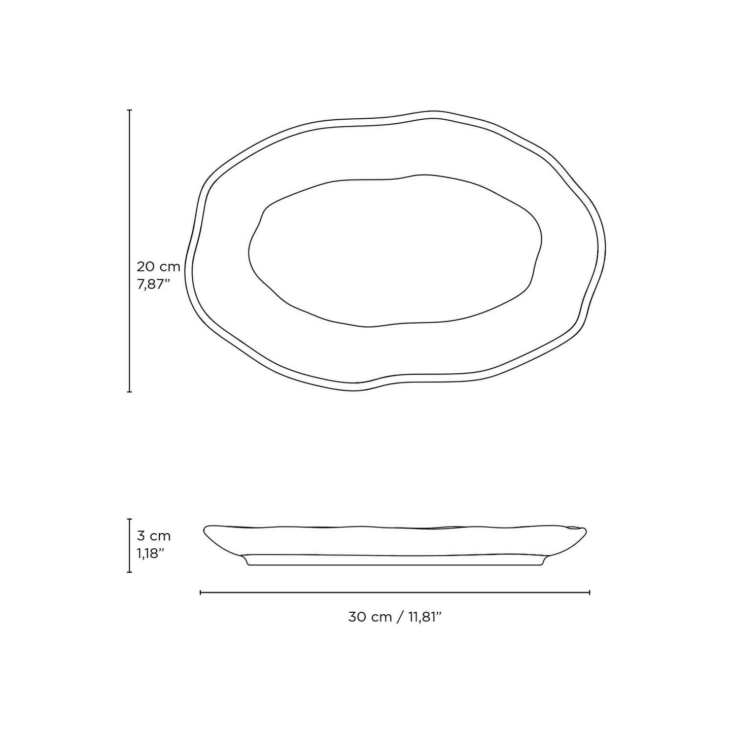 Porto Brasil ELEMENTO SHALLOW OVAL PR MEDIUM BIO STONEWARE dia. 11.81x7.87" SKU: '1483193101