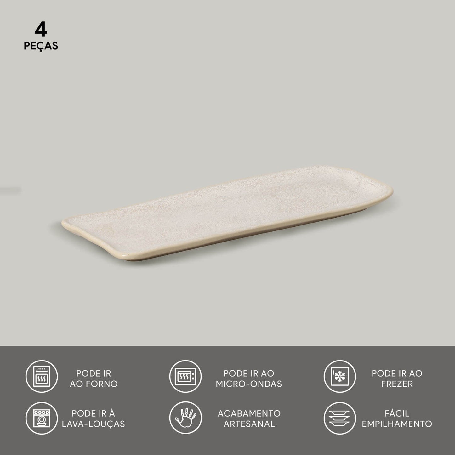 Porto Brasil LATTE RECTANGULAR PR ORGANIC STONEWARE dia. 8.66x3.74" SKU: '15014108501