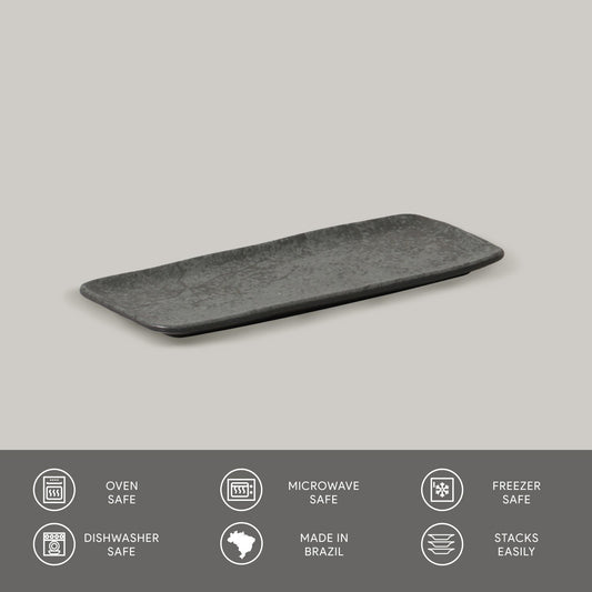 Porto Brasil CHROMIUM RECTANGULAR PR ORGANIC STONEWARE dia. 8.66x3.74"  SKU: '15014115901