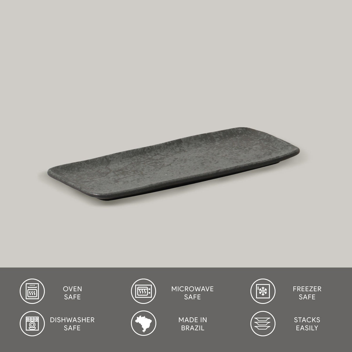Porto Brasil CHROMIUM RECTANGULAR PR ORGANIC STONEWARE dia. 8.66x3.74" SKU: '15014115901