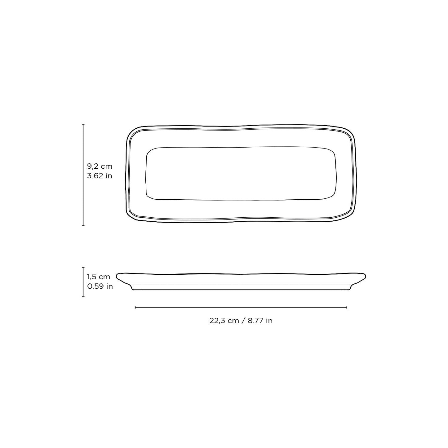 Porto Brasil NEW WHITE RECTANGULAR PR ORGANIC STONEWARE dia. 8.66x3.74" SKU: '15014119801