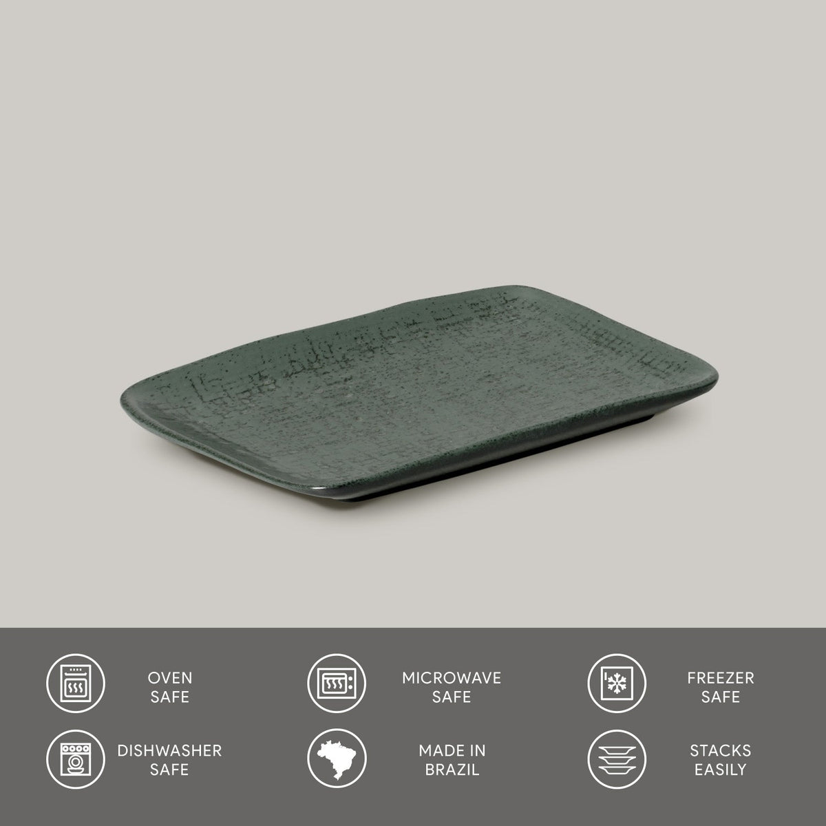 Porto Brasil GREENERY RECTANGULAR PR JUTA STONEWARE dia. 7.08x5.51" SKU: '15064106501