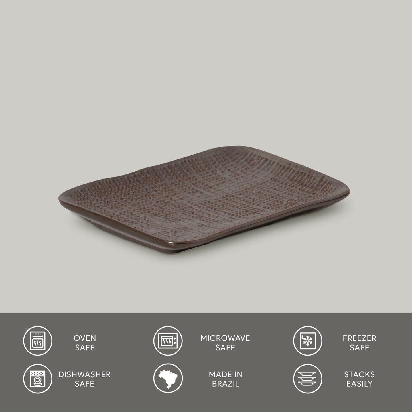 Porto Brasil METALLICA RECTANGULAR PR JUTA STONEWARE dia. 7.08x5.51" SKU: '15064109301