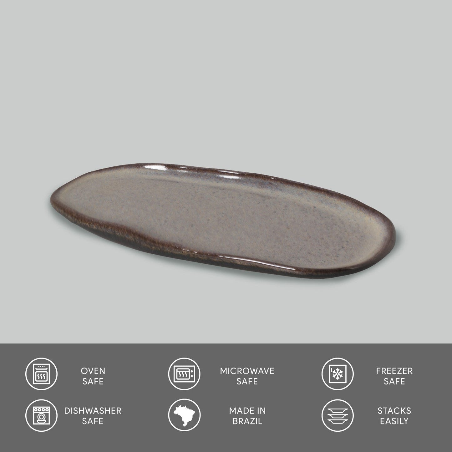 Porto Brasil TOURMALINE SHALLOW OVAL PR ORGANIC STONEWARE dia. 9.06x4.33" SKU: '15114108901