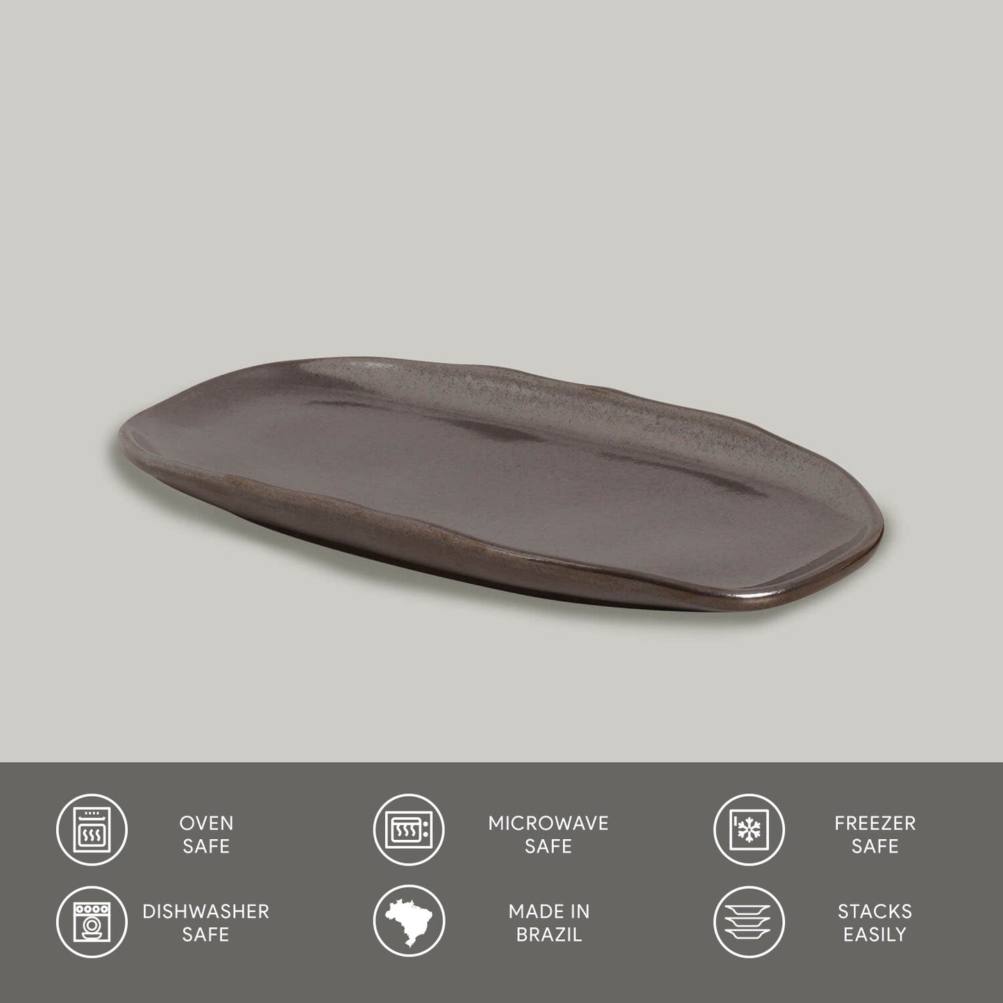 Porto Brasil METALLICA SHALLOW OVAL PR ORGANIC STONEWARE dia. 9.06x4.33" SKU: '15114109301