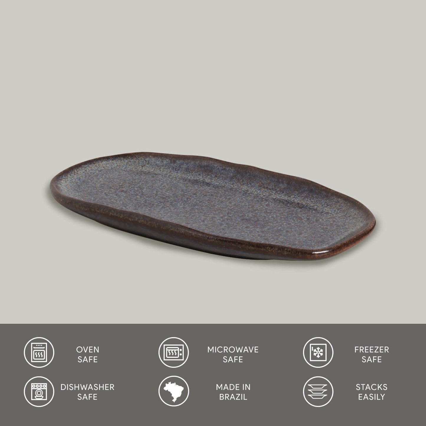 Porto Brasil TITANIUM SHALLOW OVAL PR ORGANIC STONEWARE dia. 9.06x4.33" SKU: '15114109401