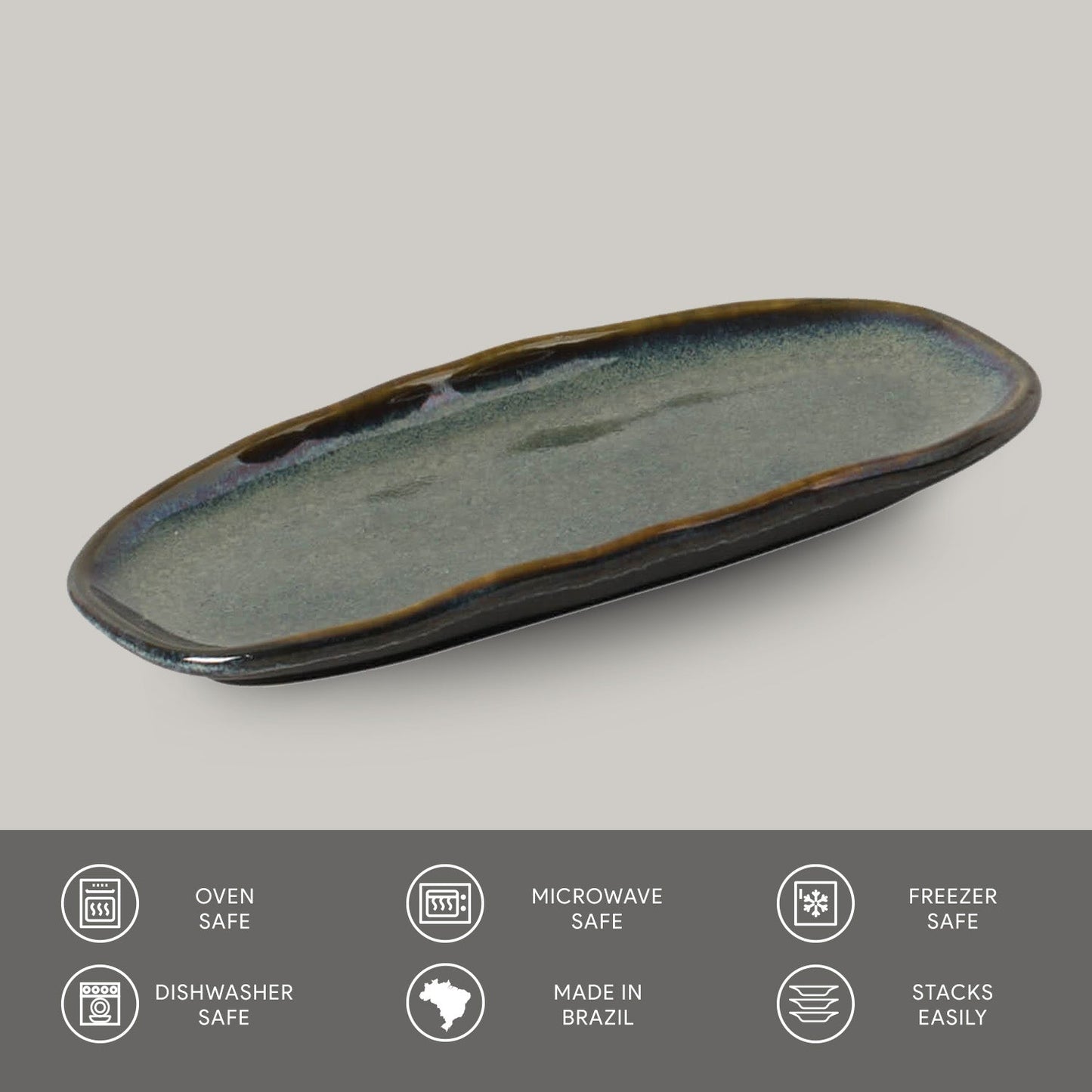 Porto Brasil OCEANO SHALLOW OVAL PR ORGANIC STONEWARE dia. 6.5x3.15" SKU: '15214106701