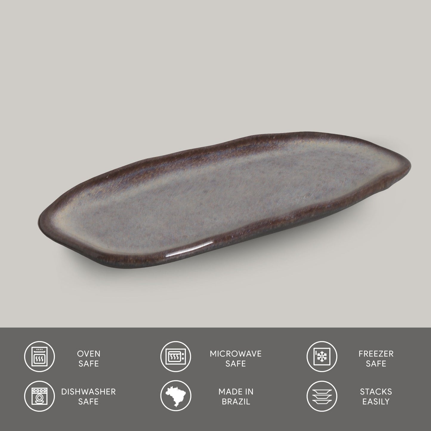 Porto Brasil TOURMALINE SHALLOW OVAL PR ORGANIC STONEWARE dia. 6.5x3.15" SKU: '15214108901