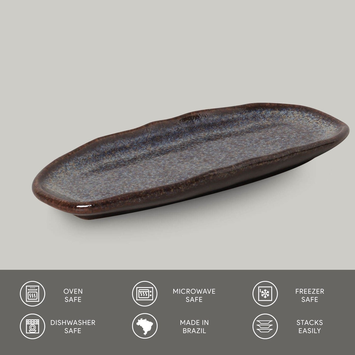 Porto Brasil TITANIUM SHALLOW OVAL PR ORGANIC STONEWARE dia. 6.5x3.15" SKU: '15214109401