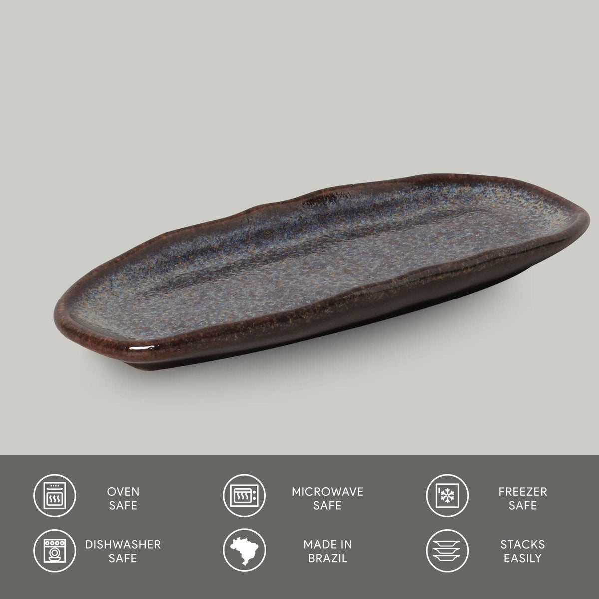 Porto Brasil TITANIUM SHALLOW OVAL PR ORGANIC STONEWARE dia. 6.5x3.15" SKU: '15214109401