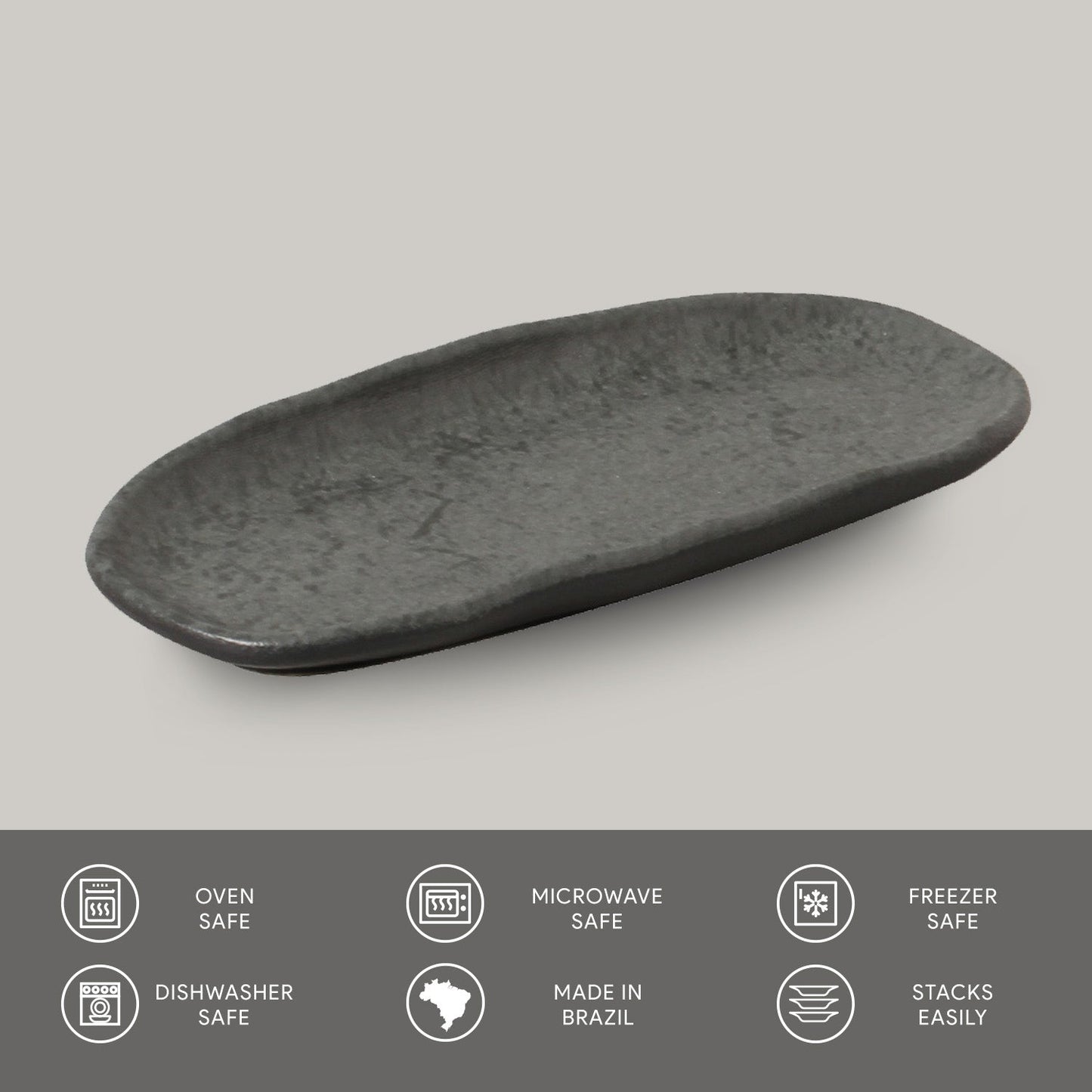 Porto Brasil CHROMIUM SHALLOW OVAL PR ORGANIC STONEWARE dia. 6.5x3.15" SKU: '15214115901